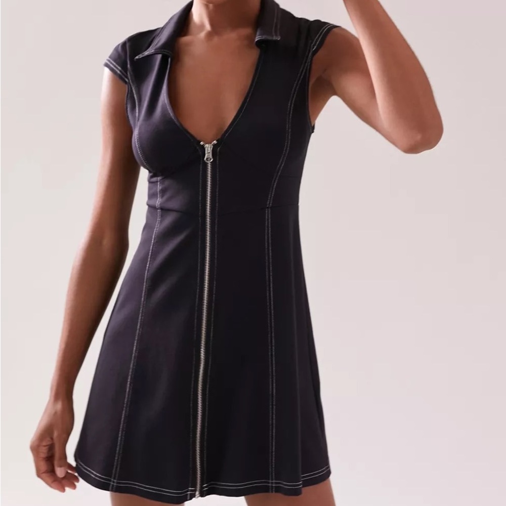 Urban Outfitters Amal Zip-Front Mini Dress